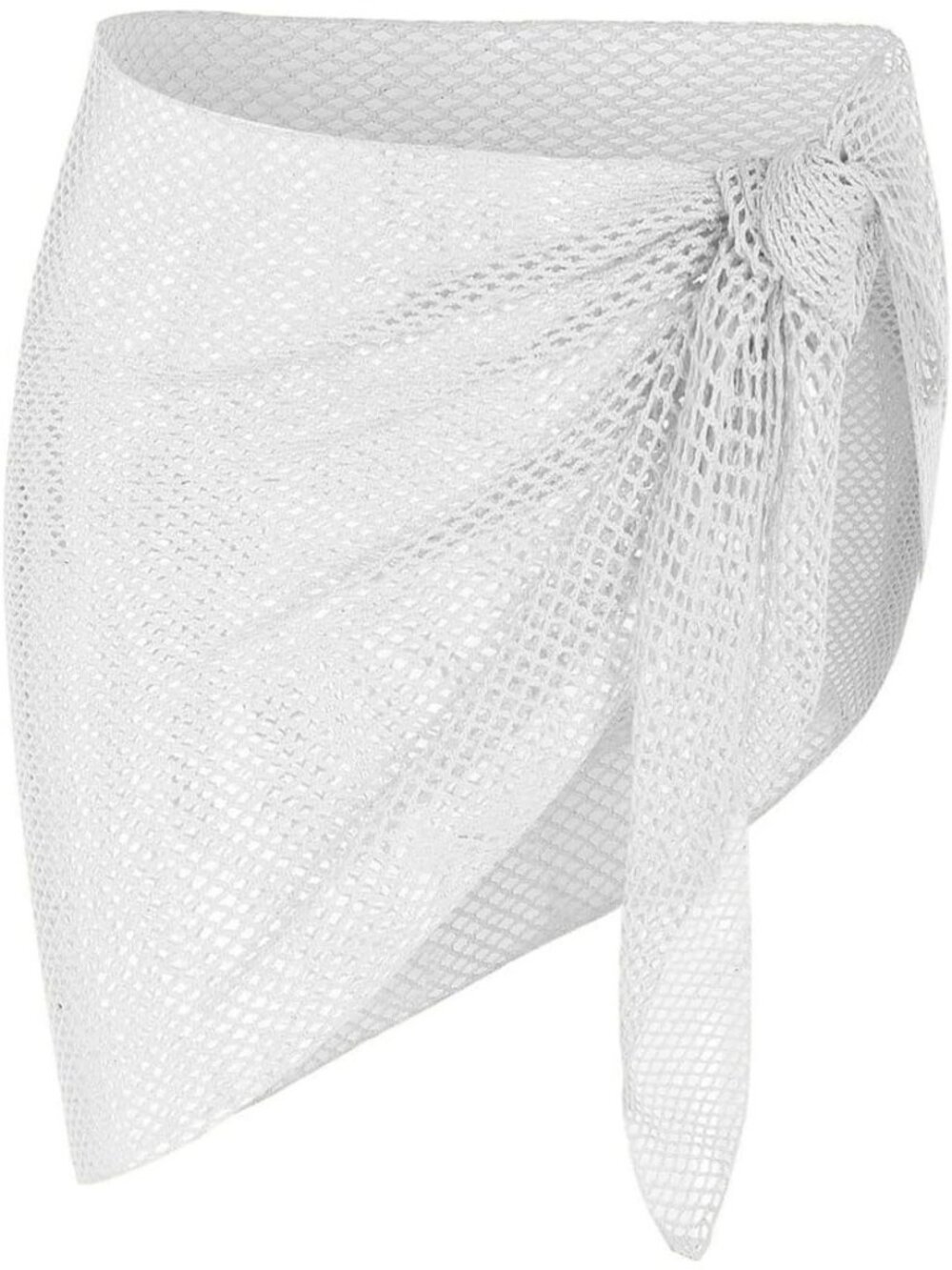 Womens White Polyester Coverup Bathing Suit Coverup Sarong Coverup Tie Side